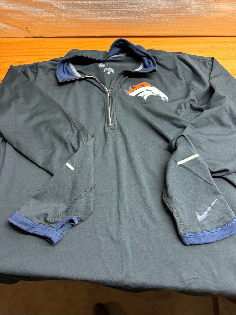 Nike Black Denver Broncos Quarter-Zip Pullover with Navy Accents
